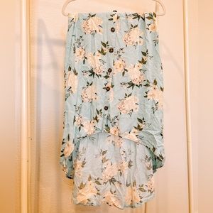 Blue Floral High Low Skirt // Size Small